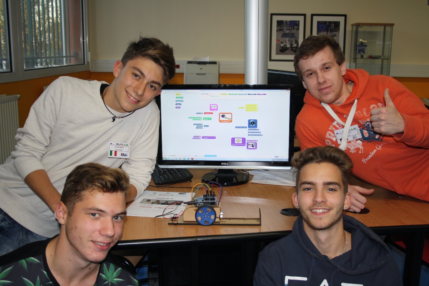 A group with their first completed robot
