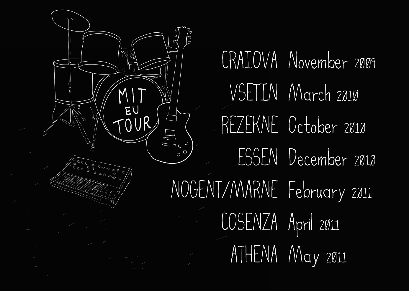 Tour dates of the project meetings and concerts